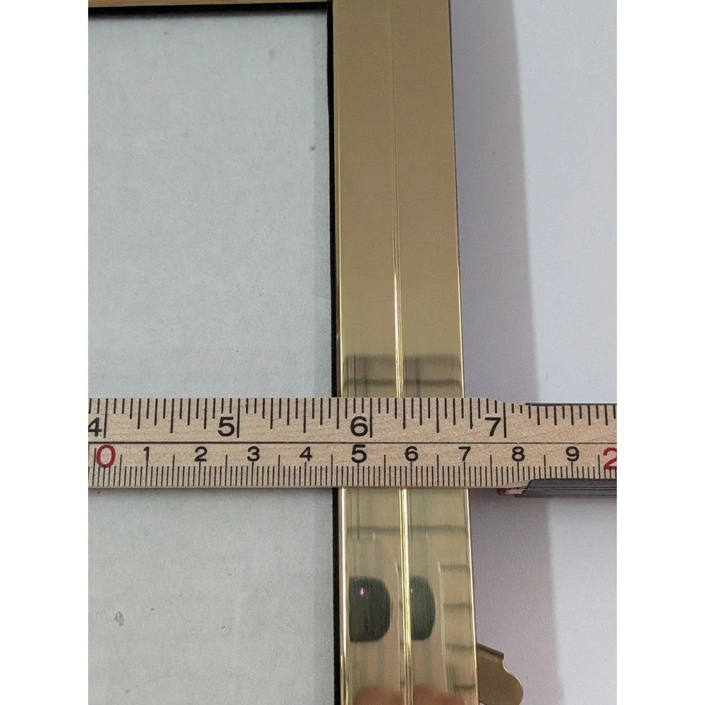 Gold Tone Metal Tiered Border Picture Frame Polished Modern Tabletop 5x7 Opening
